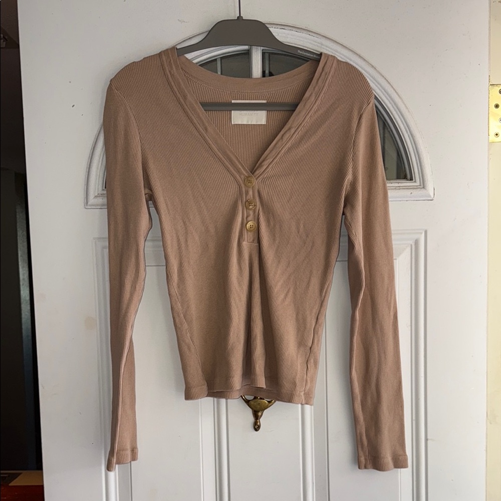 Citizens Of Humanity Tan Fitted Buttoned Blouse